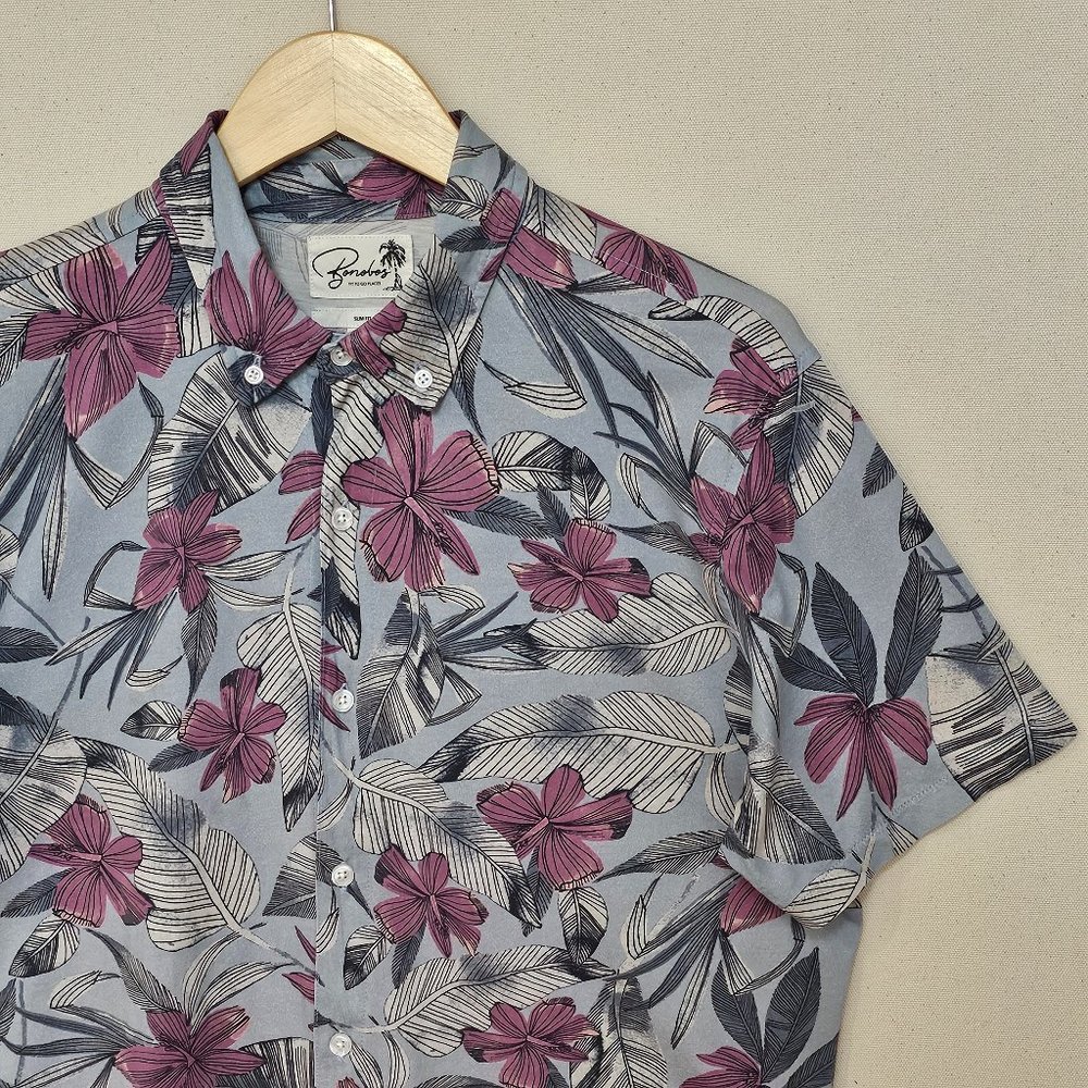Bonobos Floral Print Slim Fit Short Sleeve Button Down M